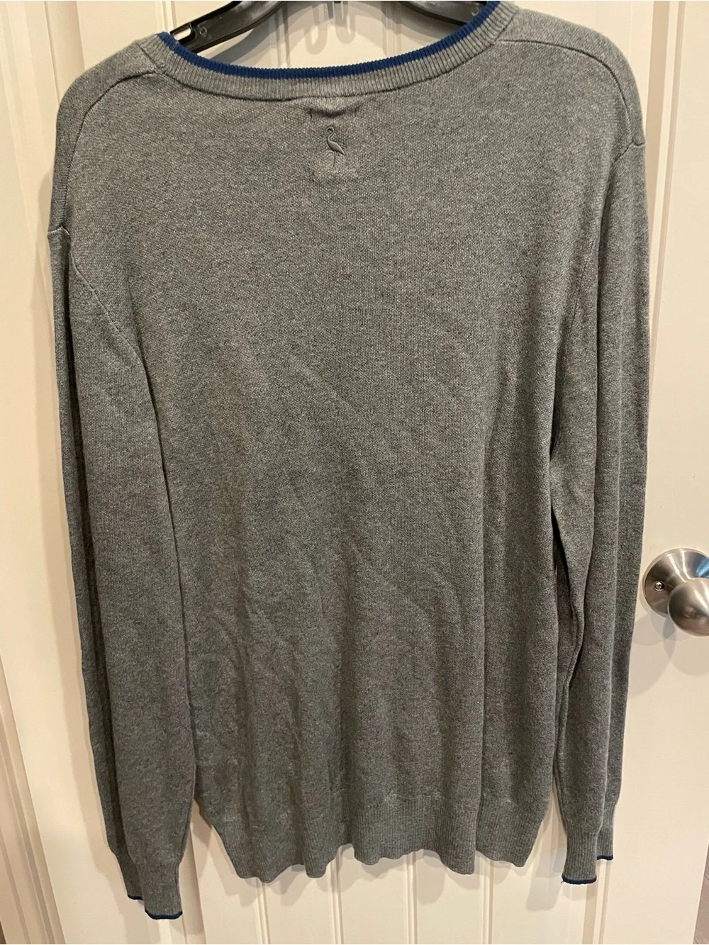 Tailorbyrd Men's Grey Crewneck Sweater with Blue Trim